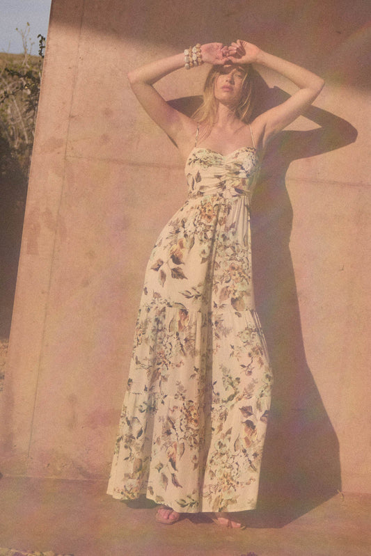 Bonita Jardin Floral Tiered Wide-Leg Jumpsuit