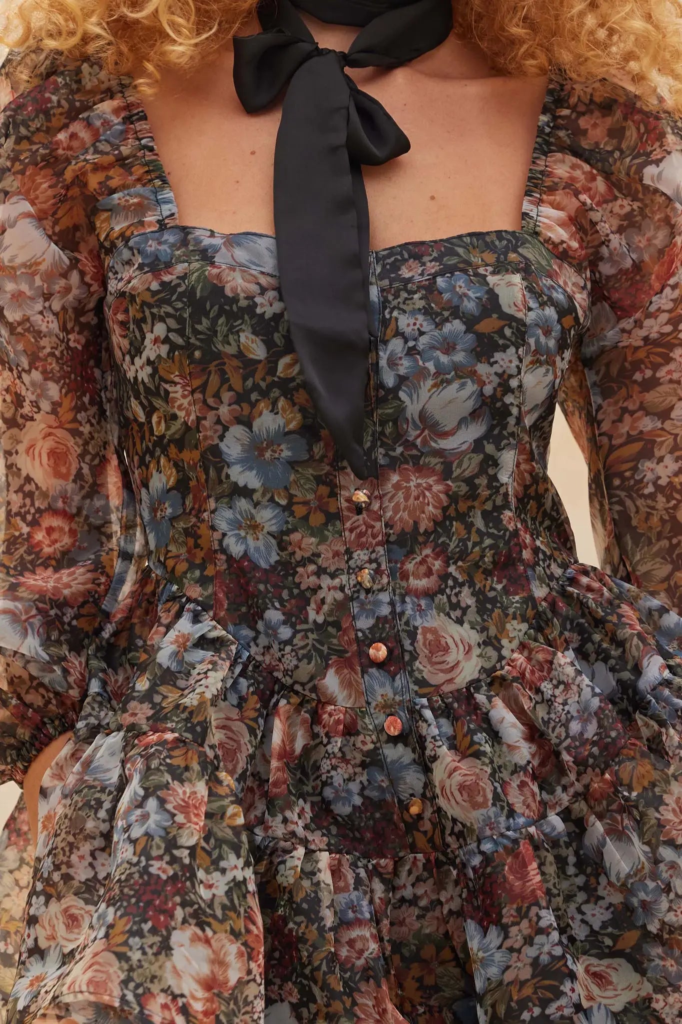 Equinox Blossoms Floral Organza Romper Dress