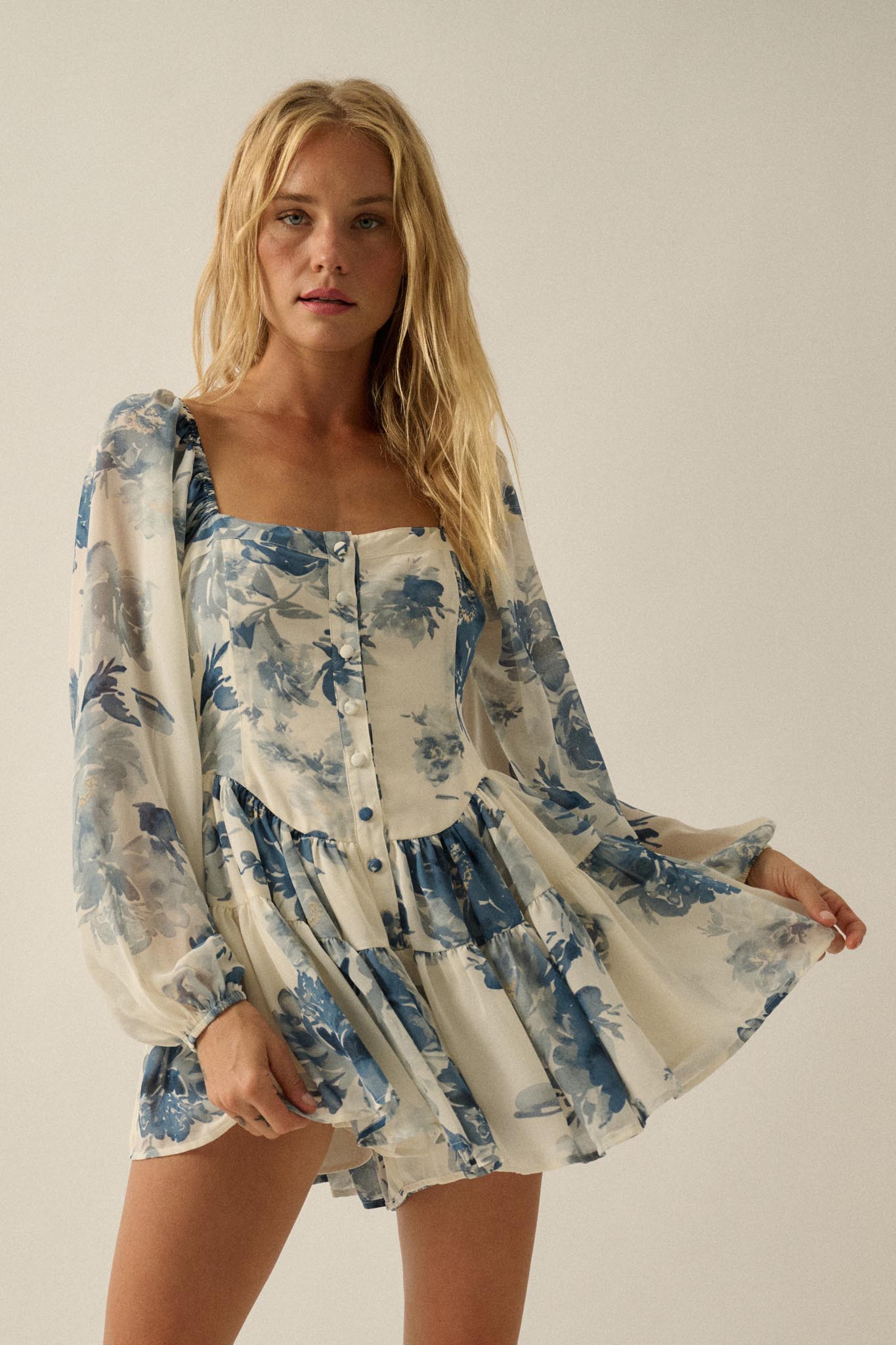 Easy Elegance Floral Chiffon Tiered Ruffle Romper