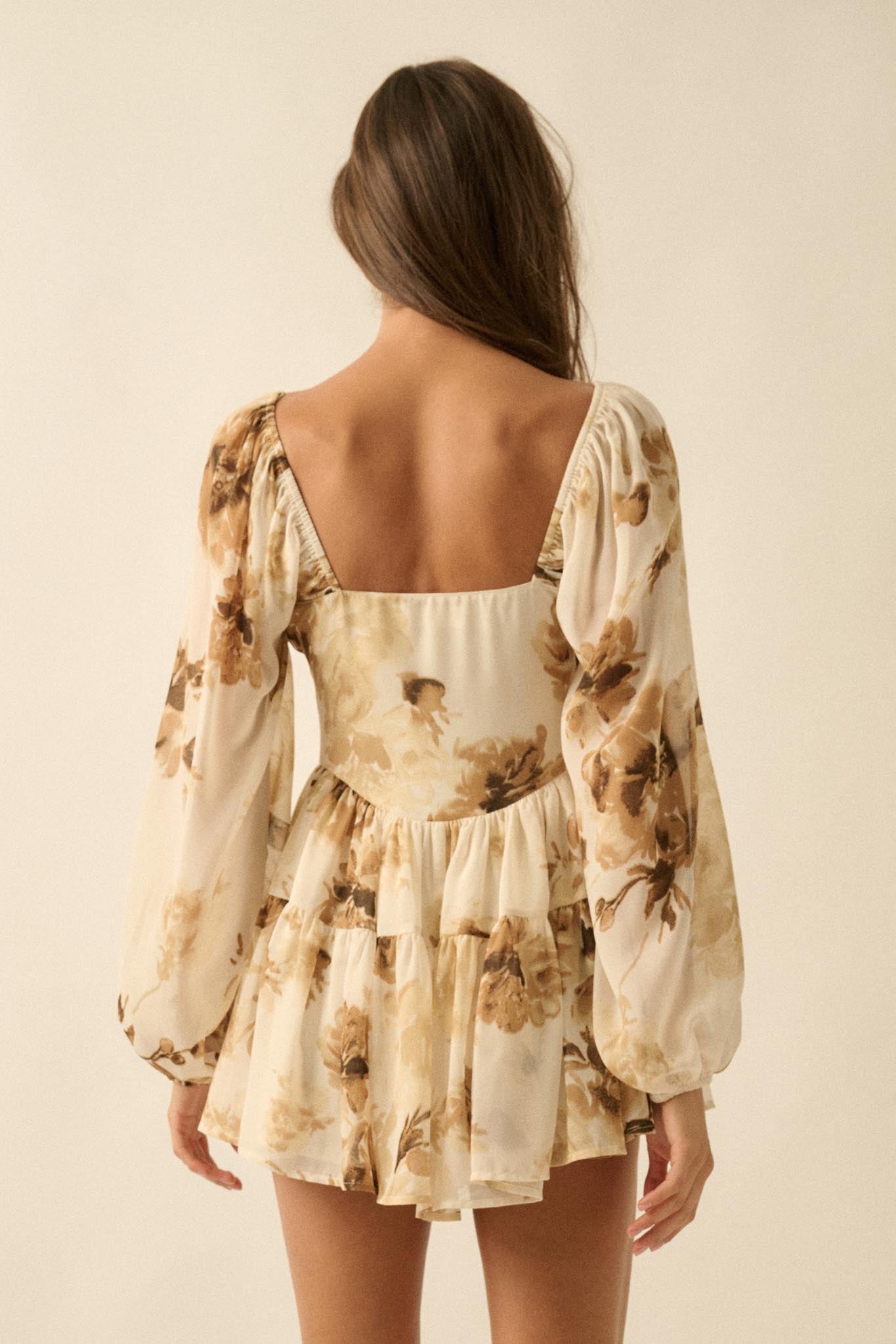 Easy Elegance Floral Chiffon Tiered Ruffle Romper