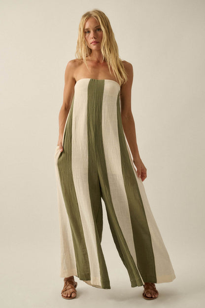 Ready to Flow Colorblock Gauze Strapless Jumpsuit