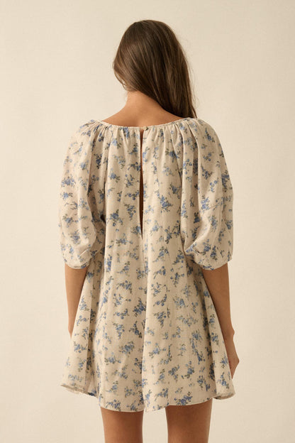 Simply Beautiful Floral Puff-Sleeve Babydoll Romper