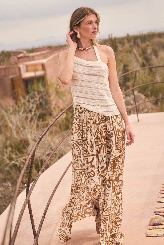 Beautiful Nomad Abstract Floral-Print Split-Hem Pants