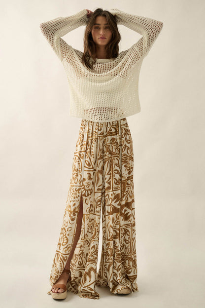 Beautiful Nomad Abstract Floral-Print Split-Hem Pants