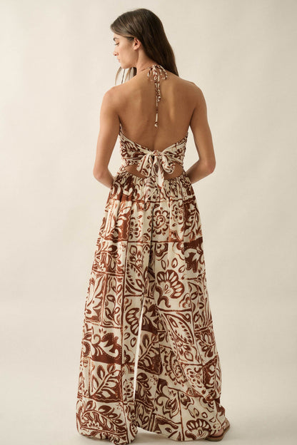 Nomad Spirit Abstract Floral-Print Halter Jumpsuit