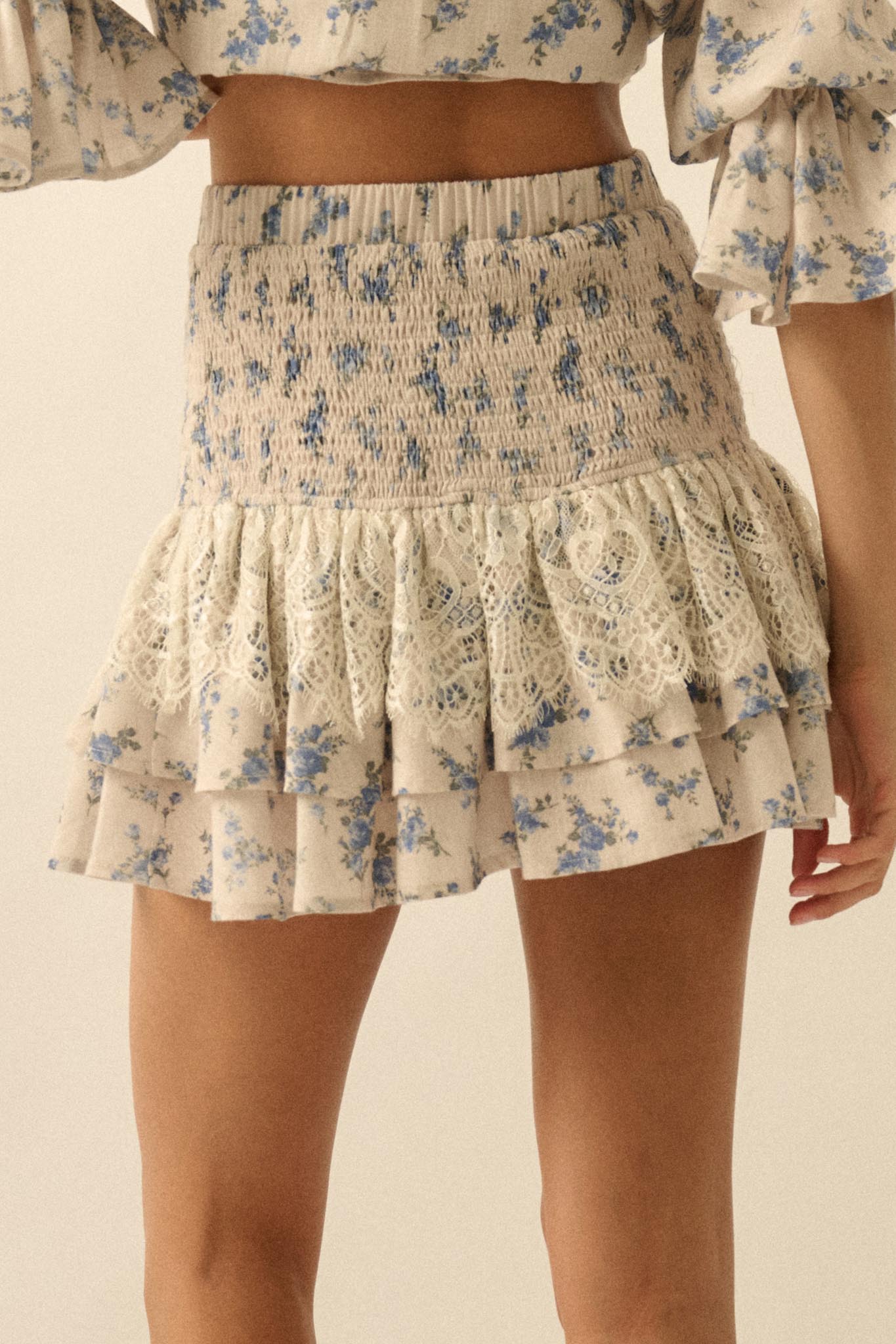 Beautiful Day Floral Drop-Waist Ruffle Mini Skirt