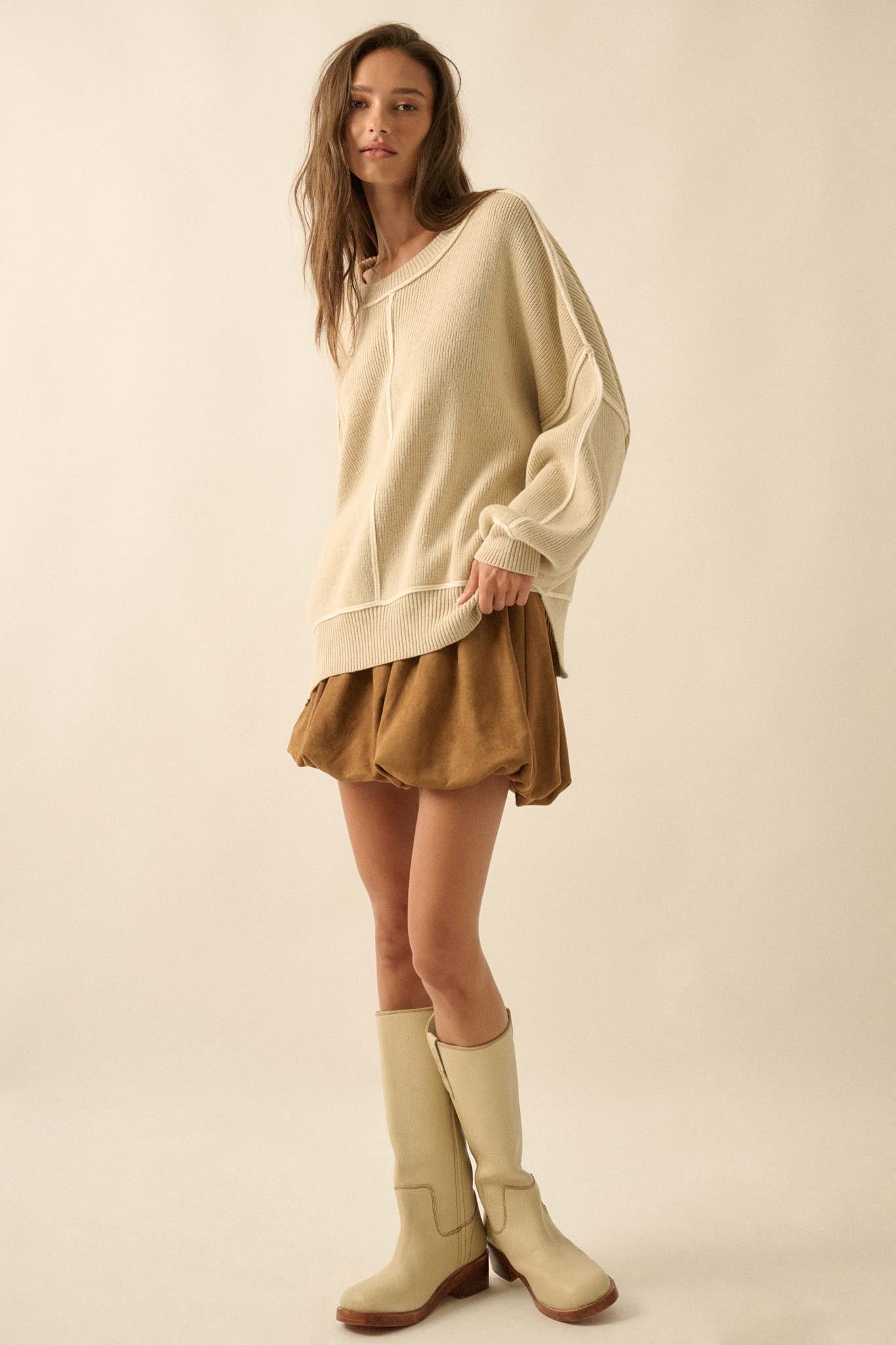 Soft Focus Vegan Suede Bubble Mini Skirt