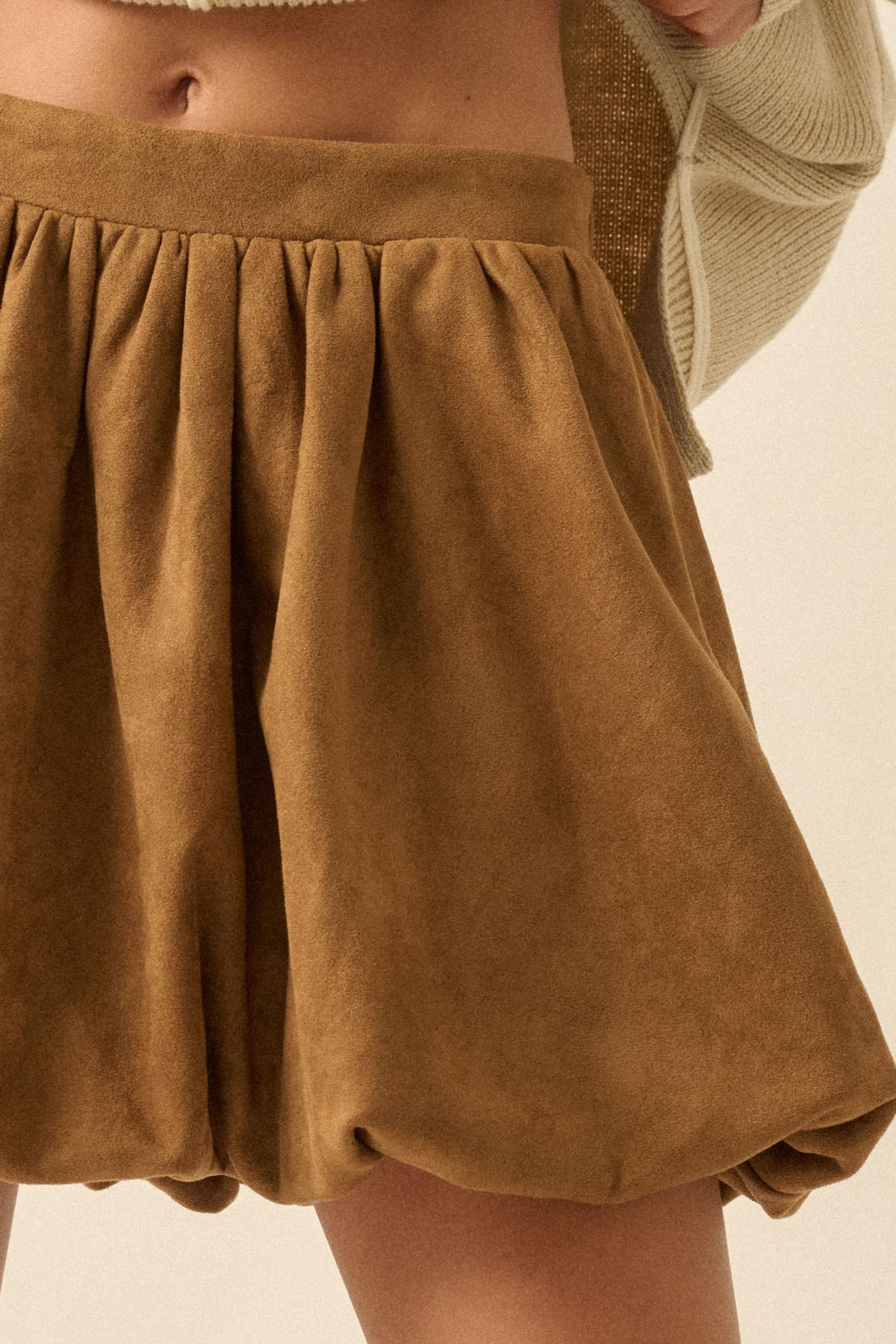 Soft Focus Vegan Suede Bubble Mini Skirt