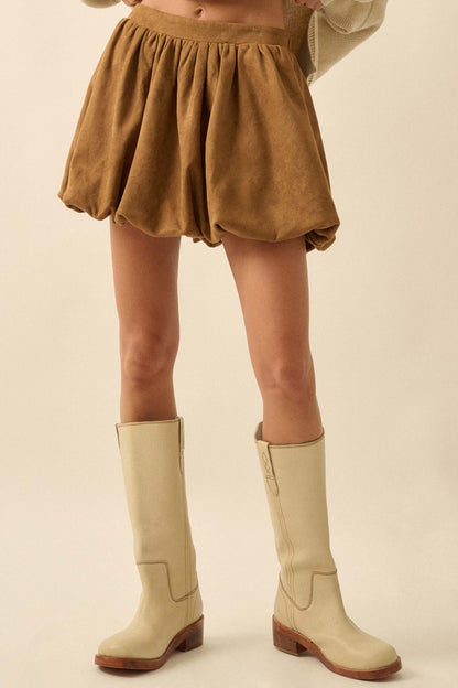 Soft Focus Vegan Suede Bubble Mini Skirt