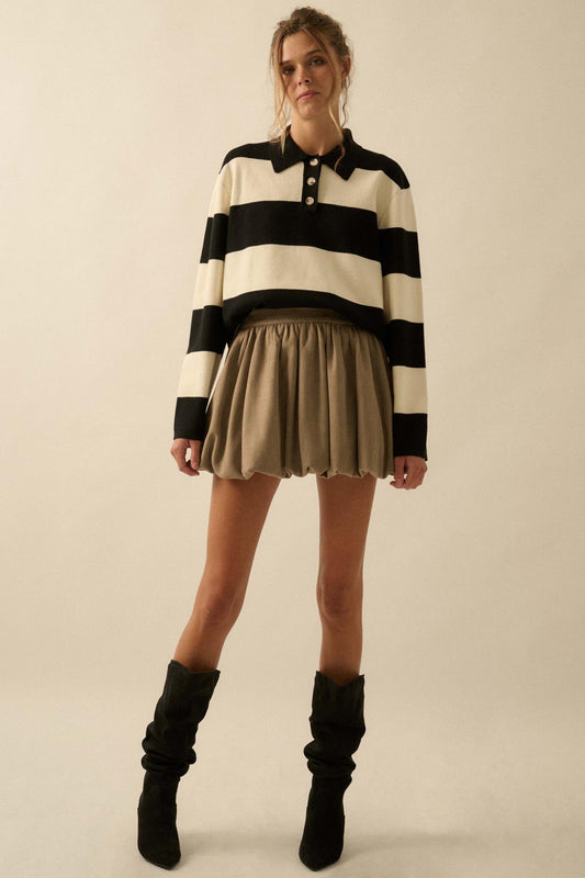 Soft Focus Vegan Suede Bubble Mini Skirt