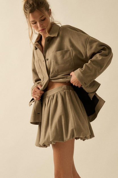 Soft Focus Vegan Suede Bubble Mini Skirt