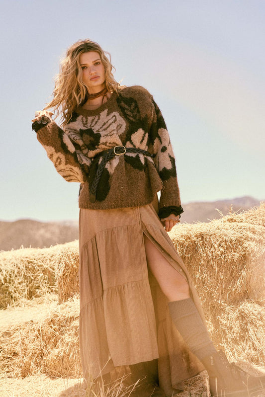 Love You So Button-Front Tiered Ruffle Maxi Skirt