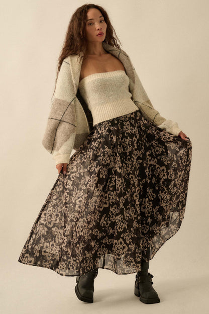 Blooming Grace Floral Organza Circle Midi Skirt