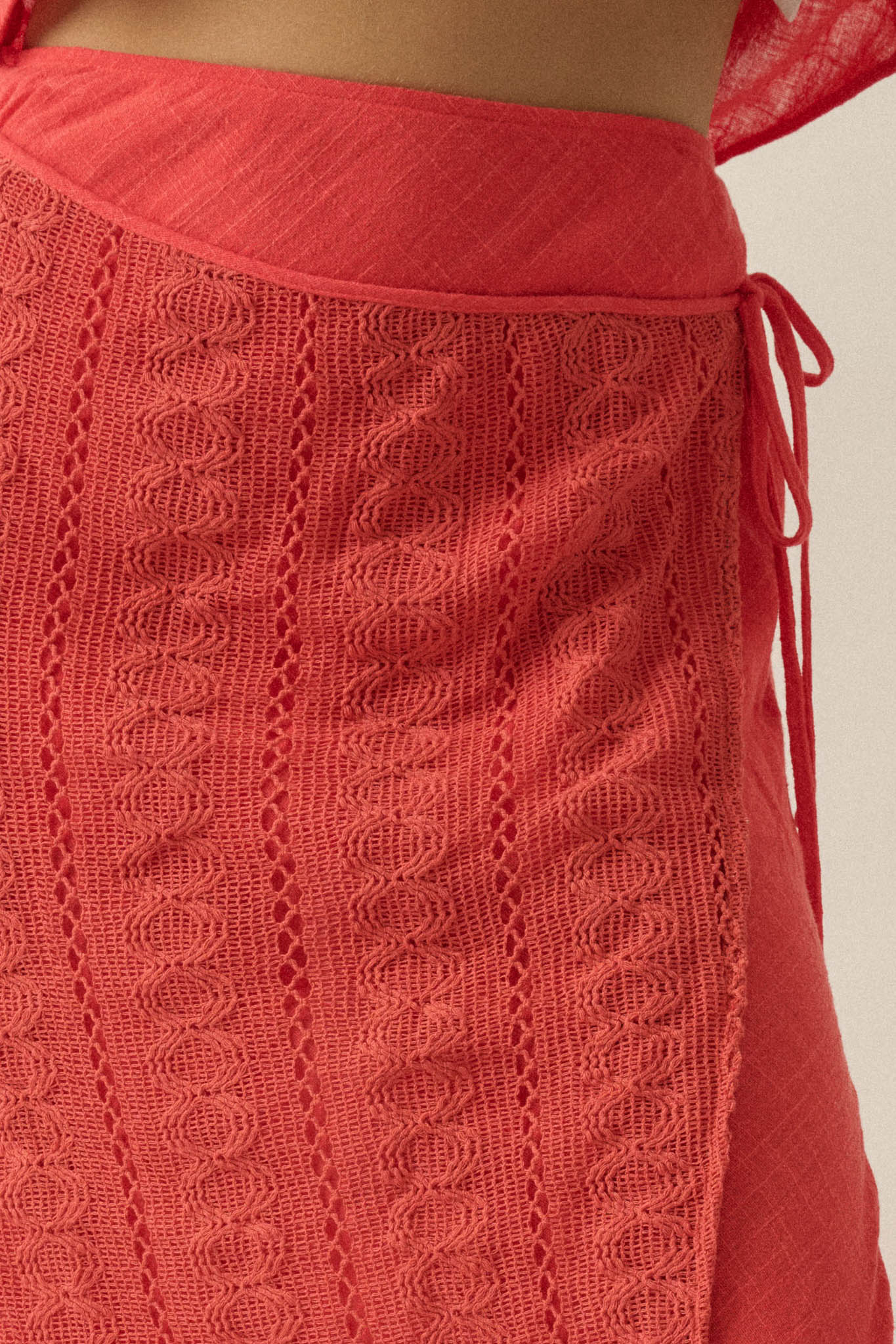Living Easy Cotton Gauze and Lace Wrap Maxi Skirt