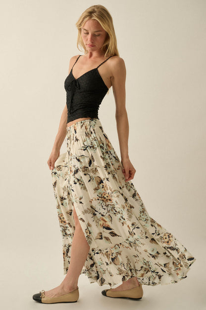 Flores Bonitas Floral Button-Front Maxi Skirt