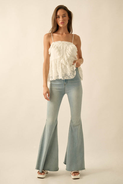Frill Seeker Ruffled Floral Lace Babydoll Cami Top