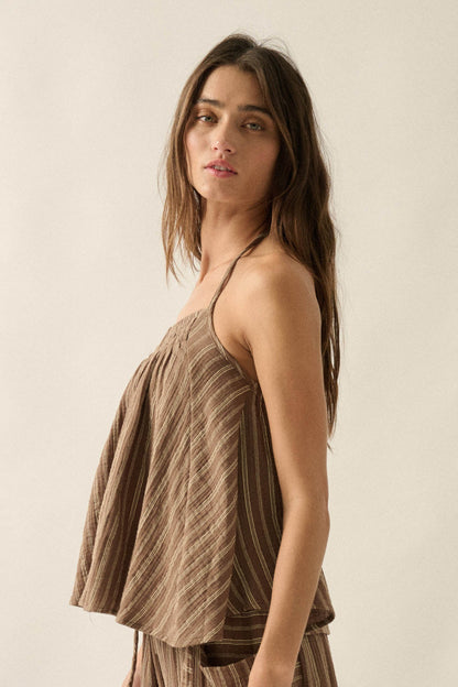 Coast Line Striped Cotton A-Line Halter Top