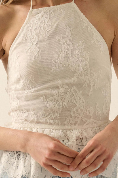 Darling Dreamer Layered Lace Halter Cami Top
