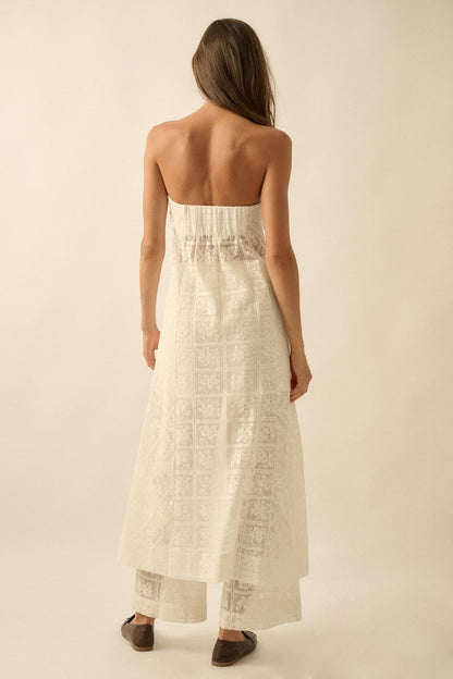 Pure Soul Floral Lace Strapless Flyaway Maxi Top