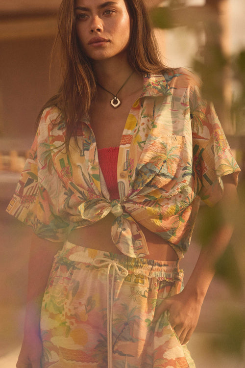 San Juan Serenade Tropical-Print Pocket Shirt