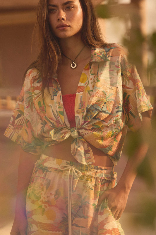 San Juan Serenade Tropical-Print Pocket Shirt