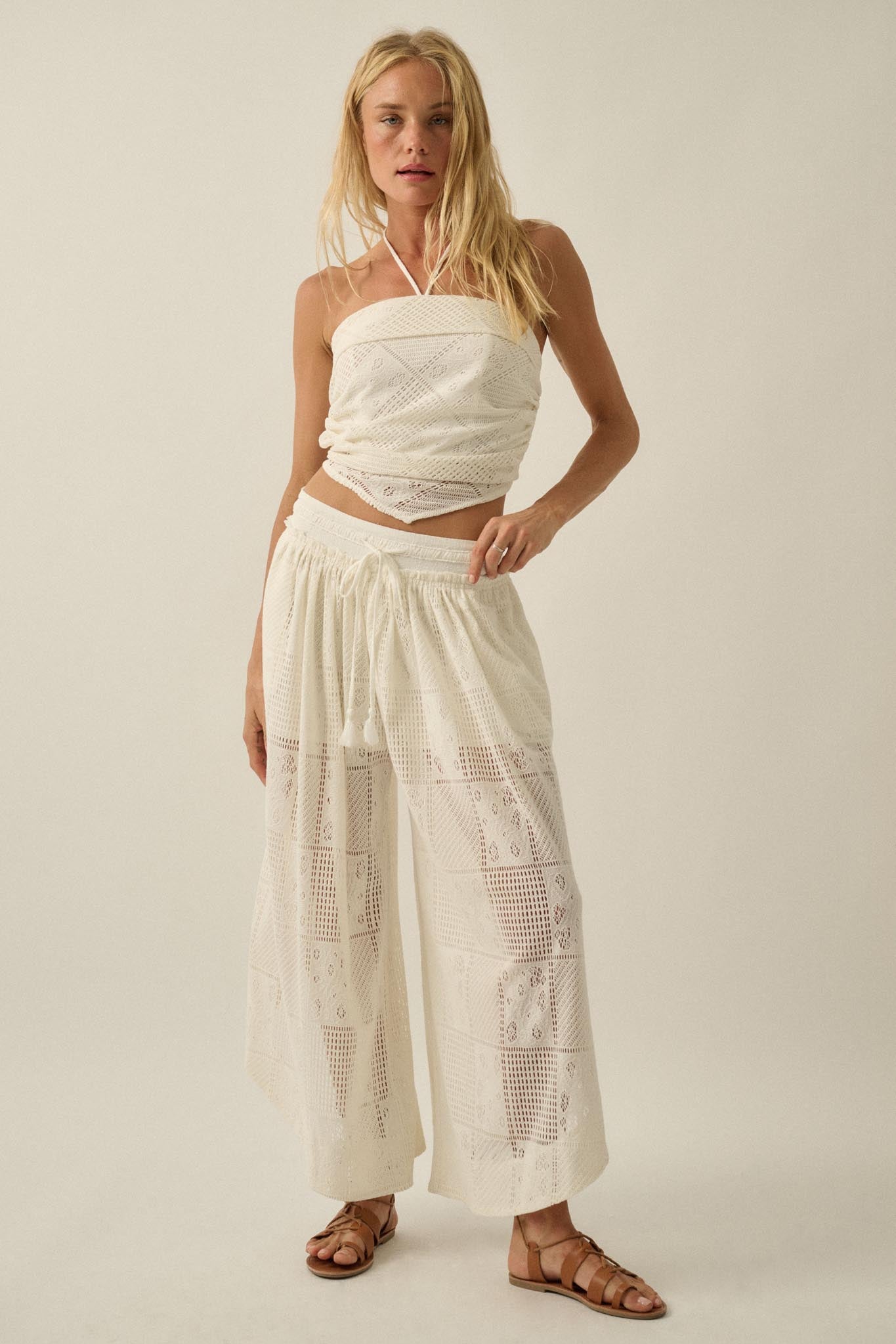 See the Light Crochet Lace Bandana Halter Top