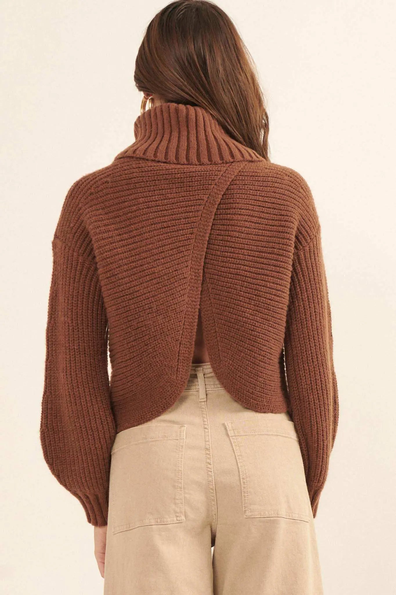 Back to You Surplice-Back Turtleneck Sweater