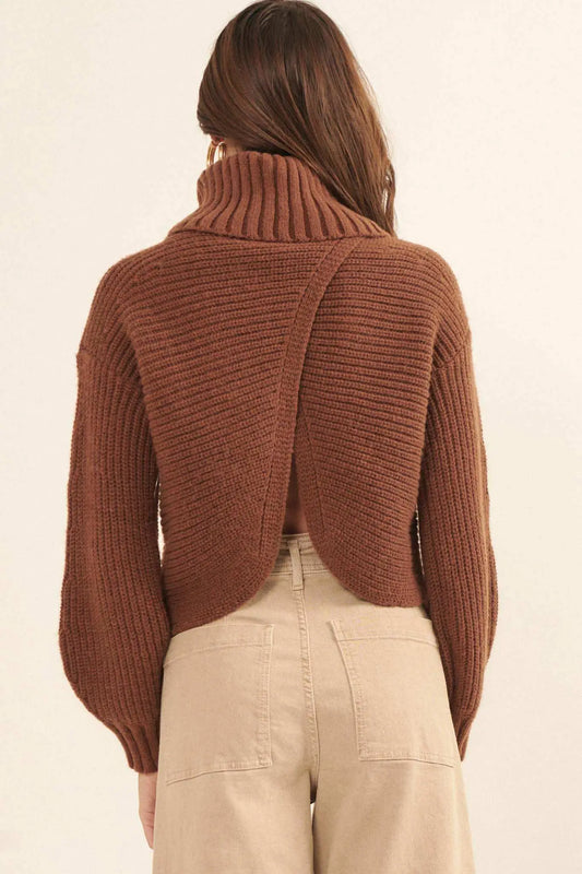 Back to You Surplice-Back Turtleneck Sweater