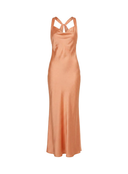 Isitt Cowl Crossover Back Maxi Dress Orange