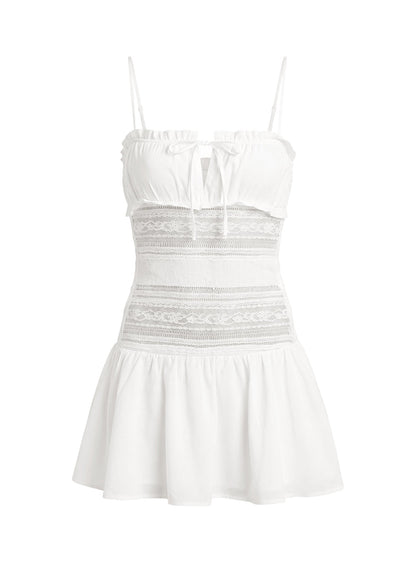 Christobela Drop Waist Lace Mini Dress White