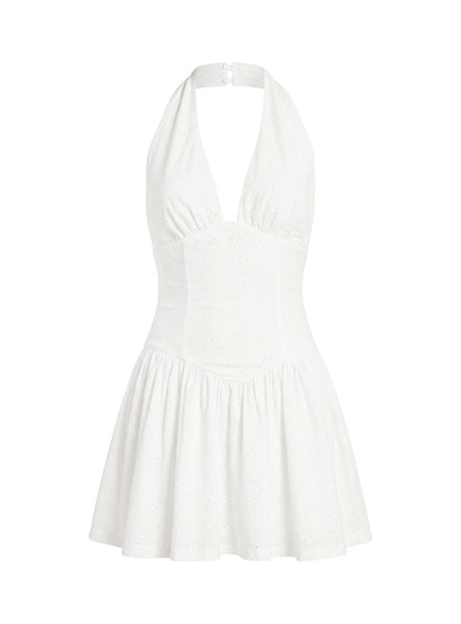 Imojen Halter Mini Dress White