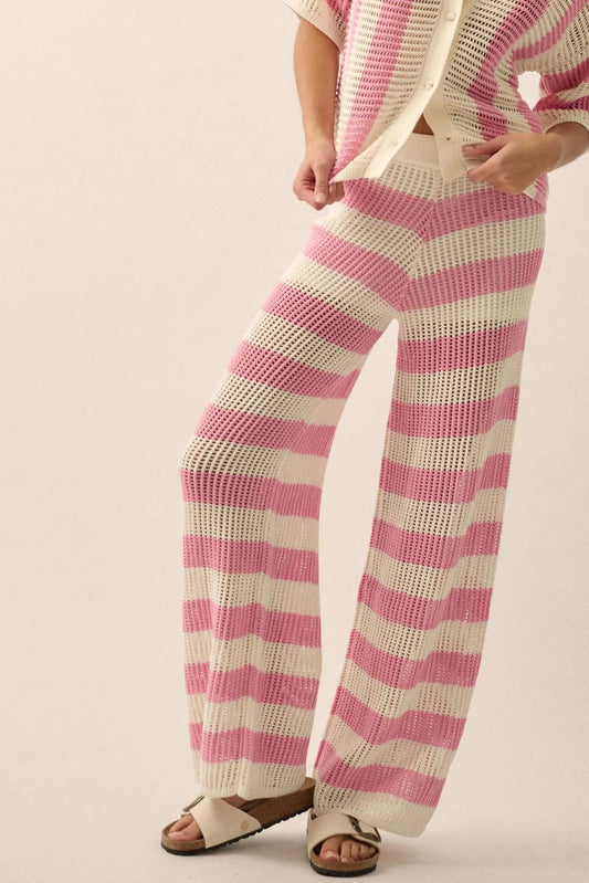 Knit Pick Striped Crochet Knit Sweater Pants