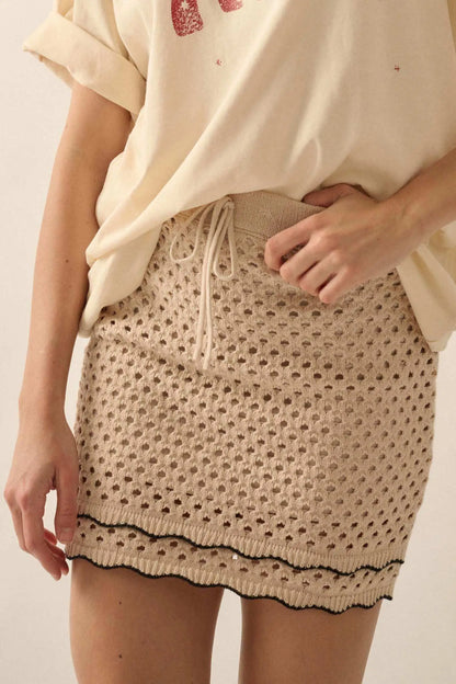 Crochet Away Pointelle Crochet-Knit Mini Skirt