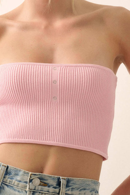 Shaper Fit Rib-Knit Bandeau Tube Top