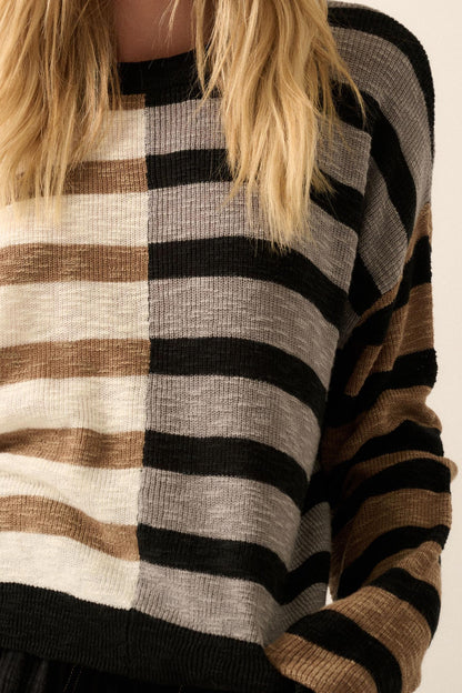 Double Feature Colorblock Striped Knit Sweater