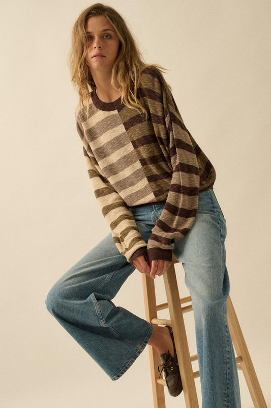 Double Feature Colorblock Striped Knit Sweater