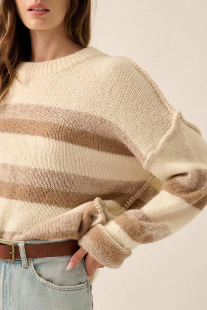 Just My Stripe Exposed-Seam Striped Knit Sweater