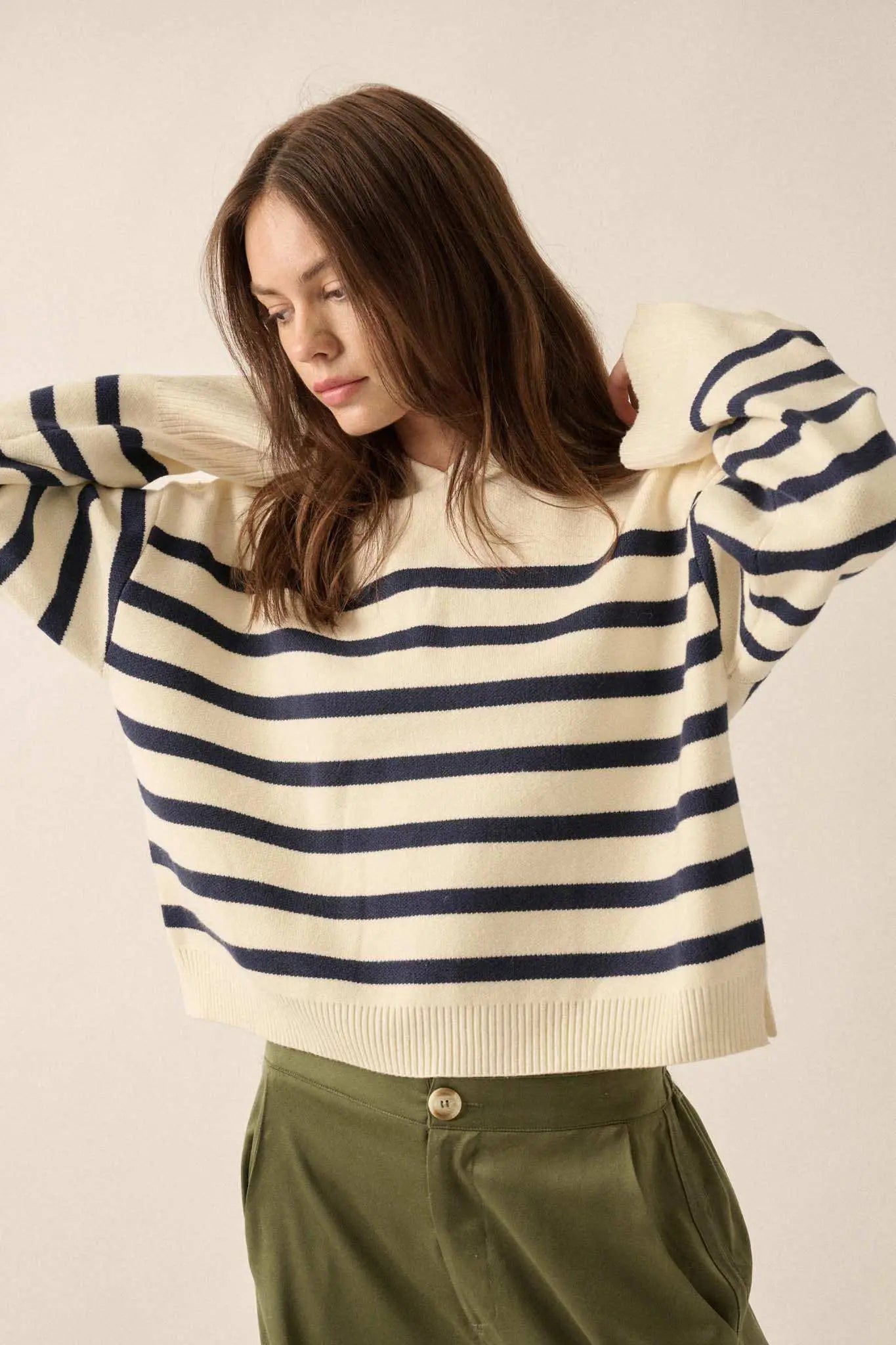 Perfect Storm Nautical-Stripe Hooded Sweater
