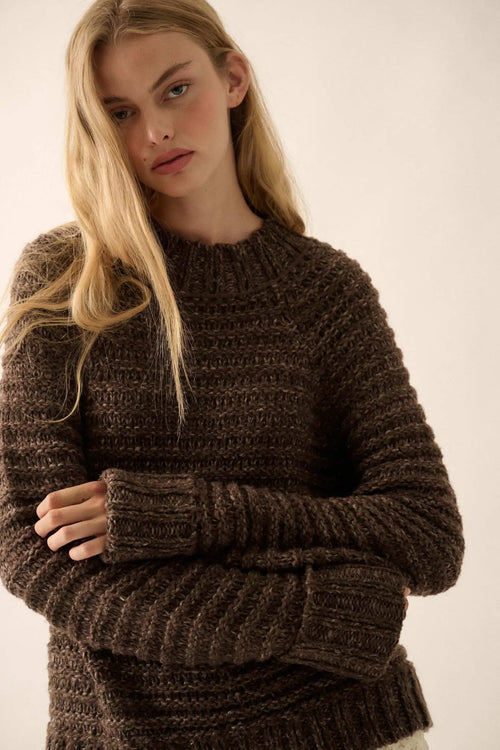 Get Comfy Chunky Horizontal Rib-Knit Sweater