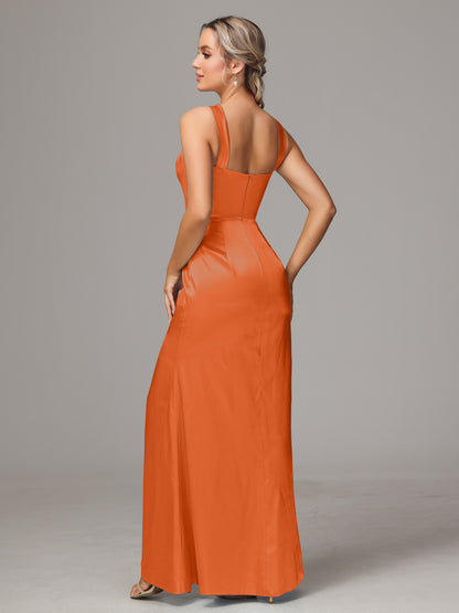 Halter Sleeveless Soft Satin Bridesmaid Dress