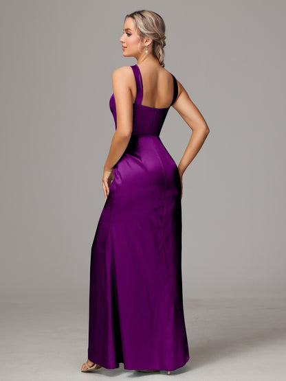Halter Sleeveless Soft Satin Bridesmaid Dress