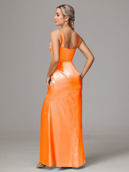 Halter Sleeveless Soft Satin Bridesmaid Dress
