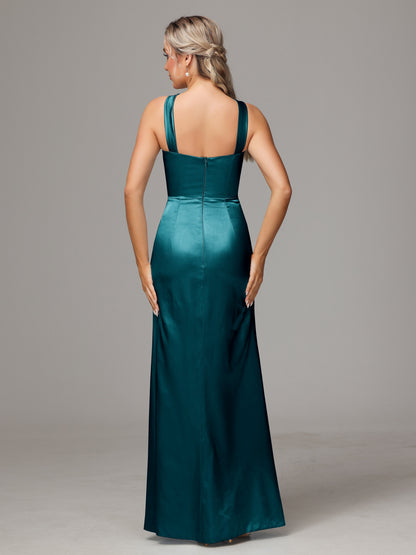 Halter Sleeveless Soft Satin Bridesmaid Dress