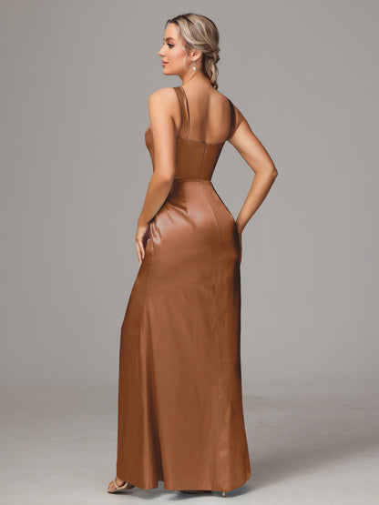 Halter Sleeveless Soft Satin Bridesmaid Dress
