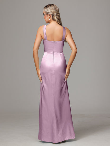 Halter Sleeveless Soft Satin Bridesmaid Dress