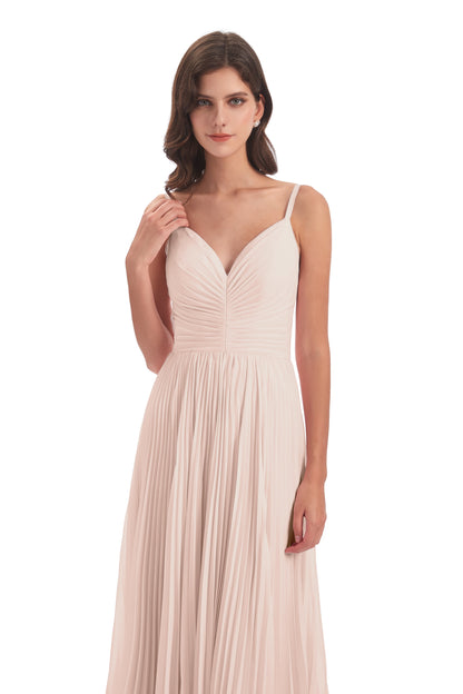 Jazlynn Floor Length Spaghetti Straps Chiffon Bridesmaid Dresses