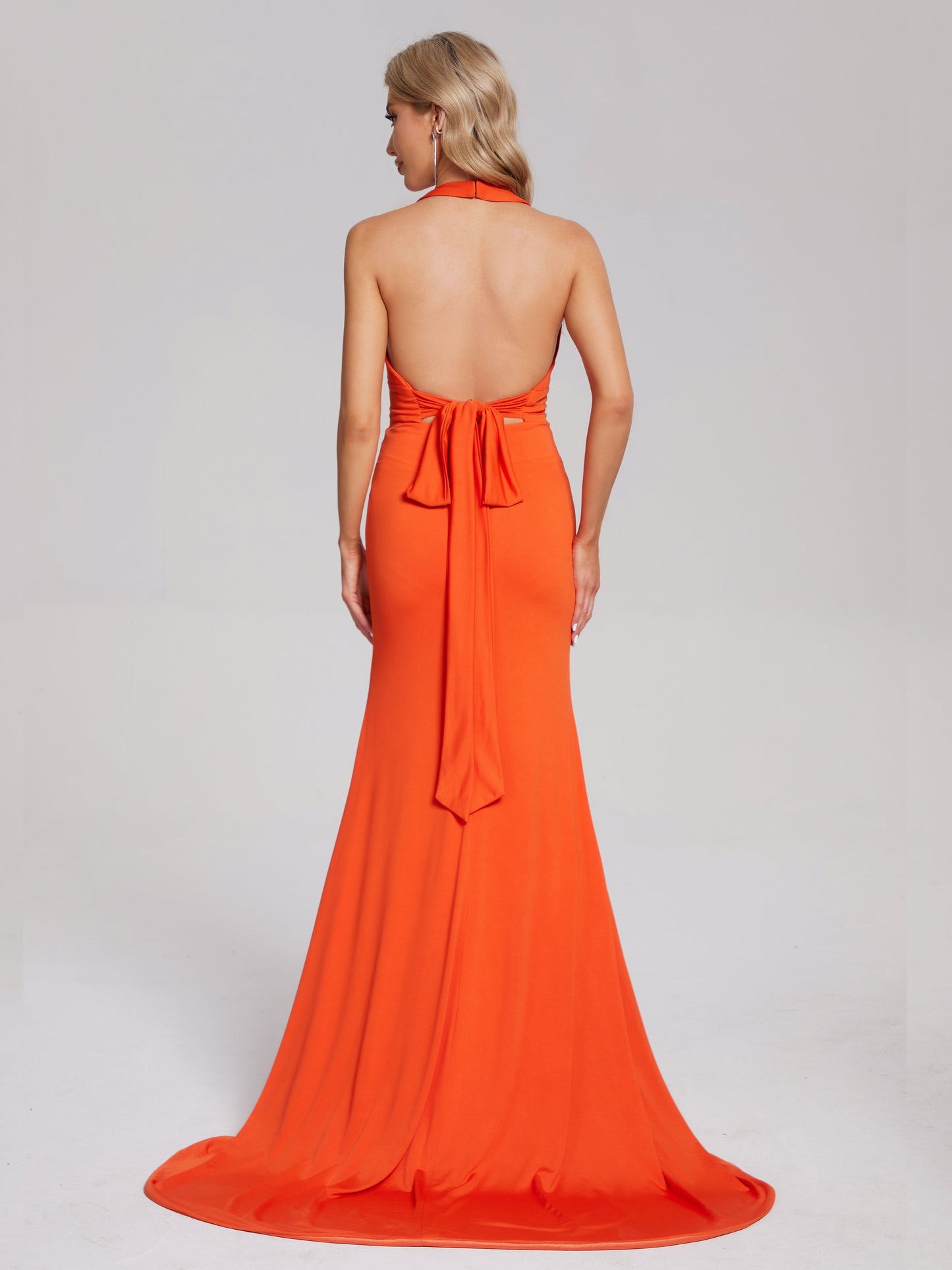 Makenna Halter V-neck Spandex Bridesmaid Dress