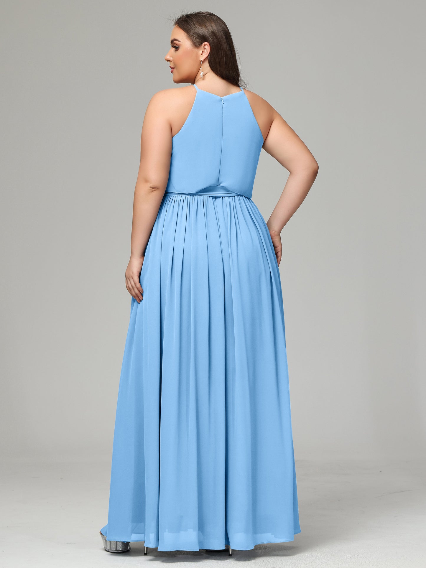 Halter Chiffon Bridesmaid Dress Plus Size