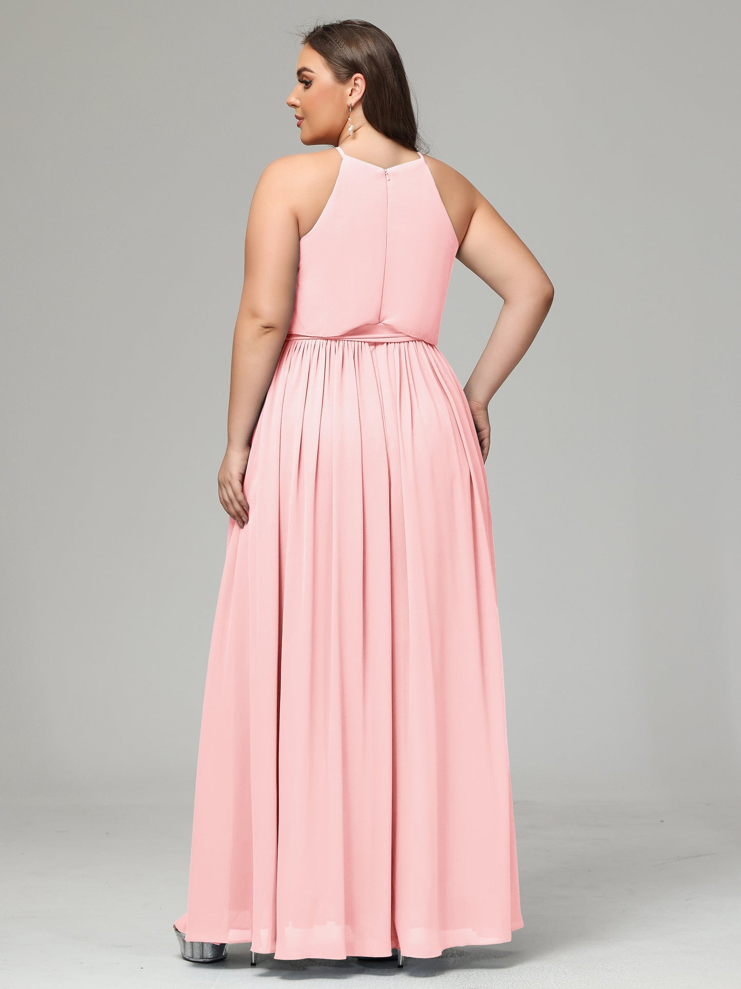 Halter Chiffon Bridesmaid Dress Plus Size