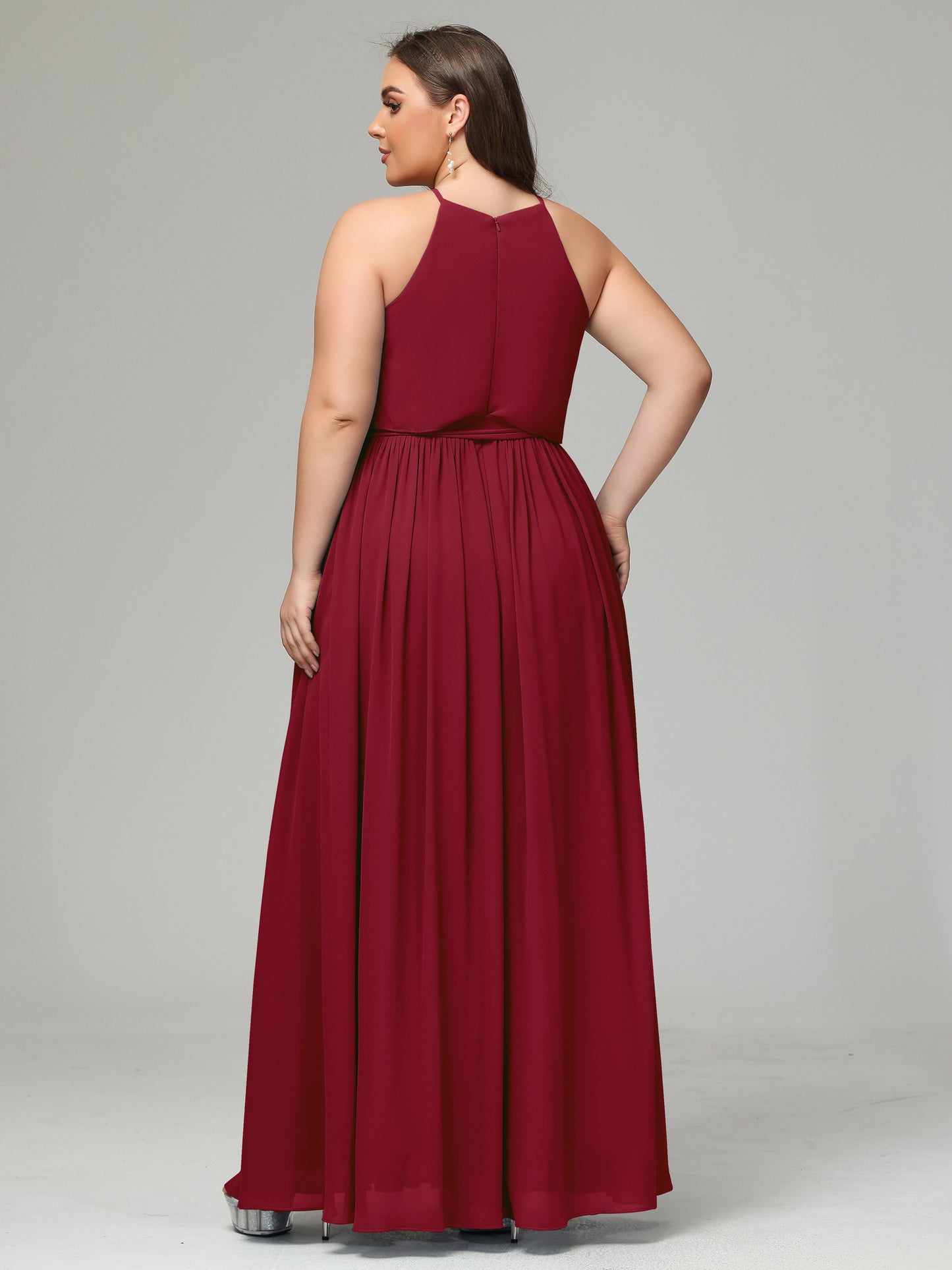 Halter Chiffon Bridesmaid Dress Plus Size